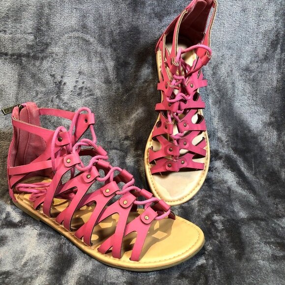 Soda Shoes - Soda Ladies Summer Pink Lace Up Sexy Shoes Roman Gladiator Sandals Woman's10